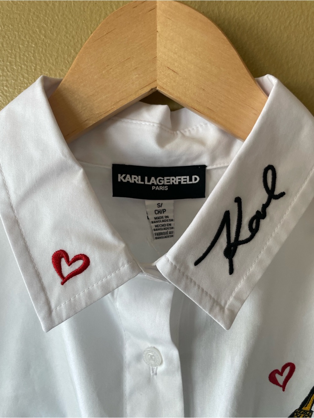 BWT Karl Lagerfeld White Embroidered Short-Sleeve Shirt. Price Is firm - Picture 5 of 12